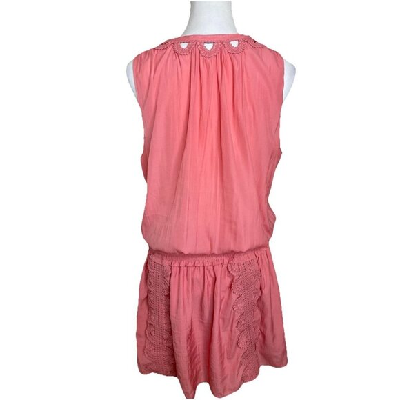 Ramy Brook Matilda Embroidery Smocked Mini Dress V-Neck Sleeveless Lined Size L - Picture 7 of 12